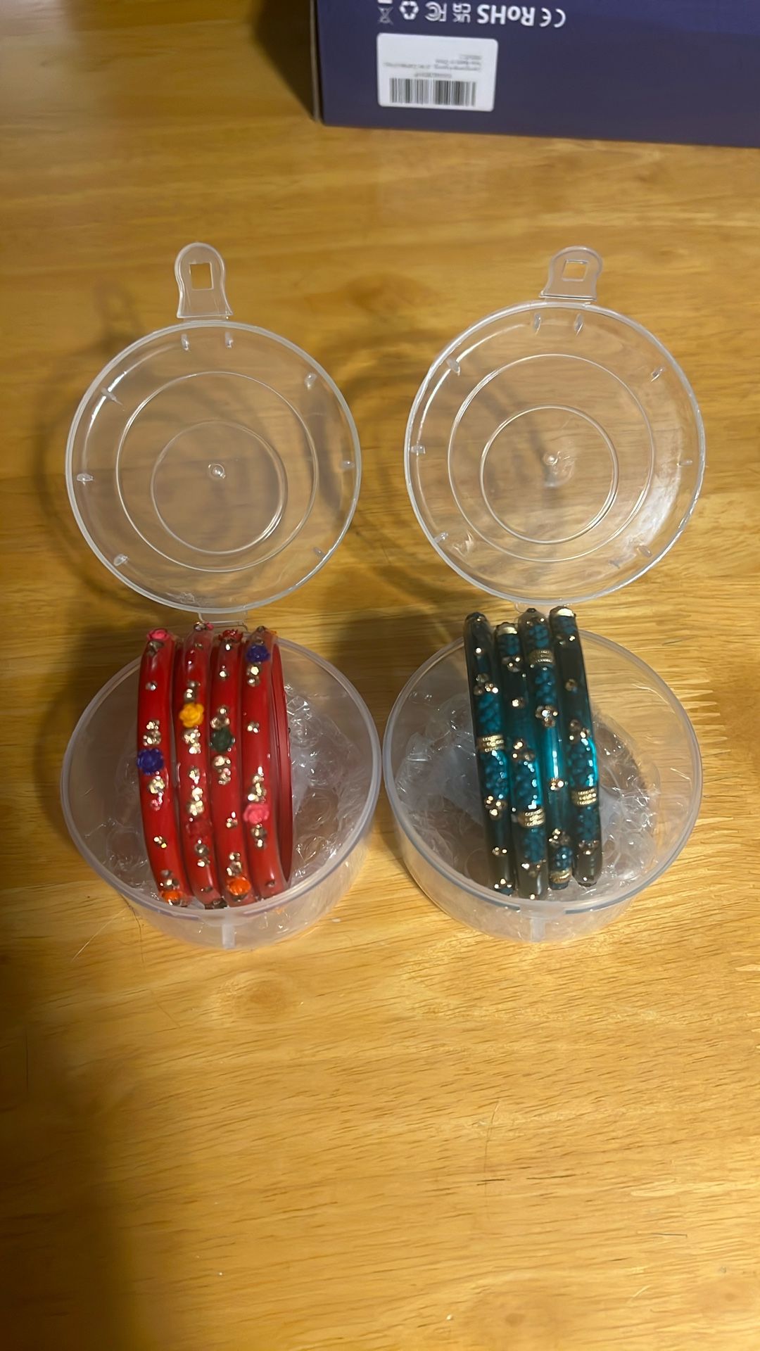 Authentic Indian bangles Red & Turquoise Sets 2.4 Inches, (for Children or Someone w/ very small hands - Must Fit Over Knuckles). New