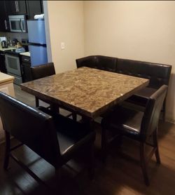 Lacey Square Counter Height Dining Faux Marble Table set