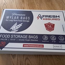 NEW - Fresh Assured
1 Gallon Mylar Bags for Food Storage with Oxygen Absorbers | 30 pack | 5 mil

