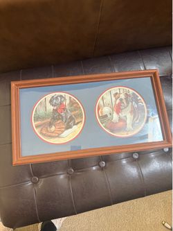 Vintage Home Interiors Frame LABRADOR RETRIEVER & ENGLISH BULLDOG, 11.5 x 21.5