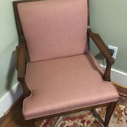 Two Vintage Pink Silk Chairs 