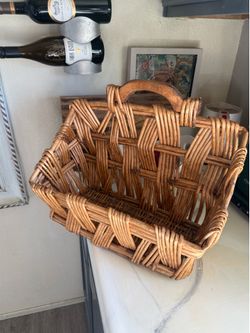 Vintage magazine book basket rattan wicker