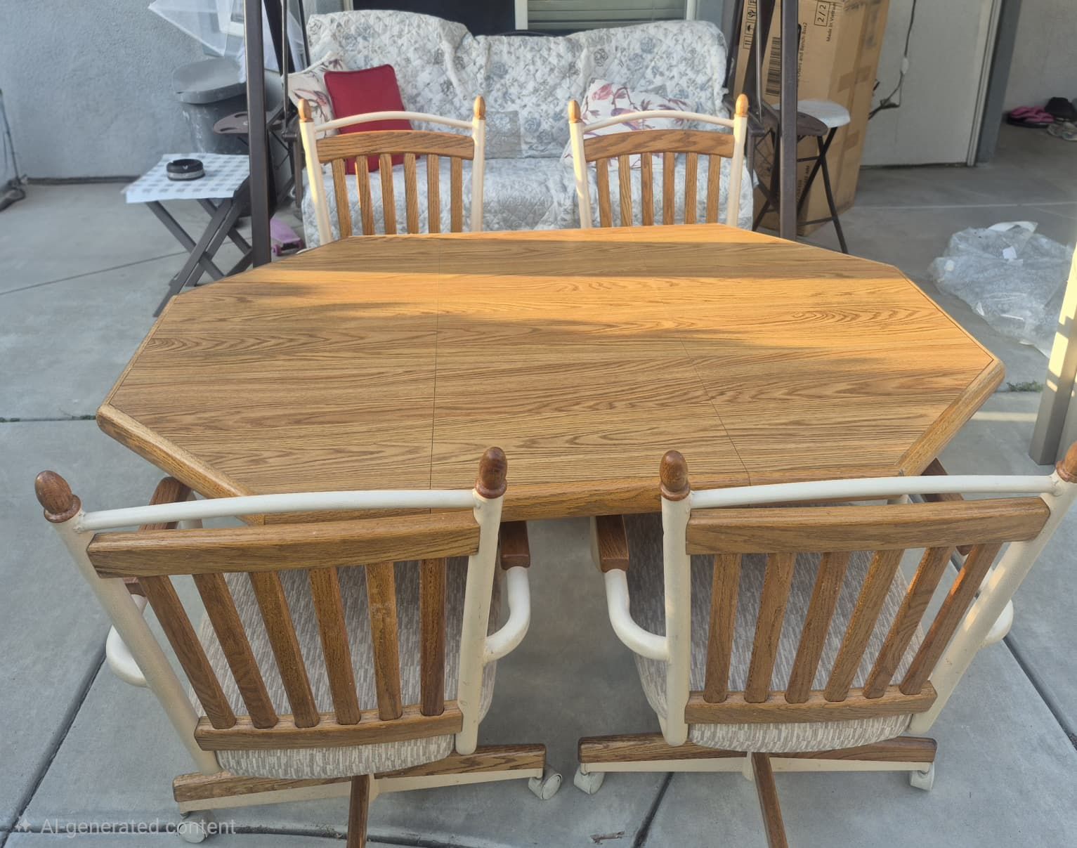 Dining Table with 4 rolling chairs