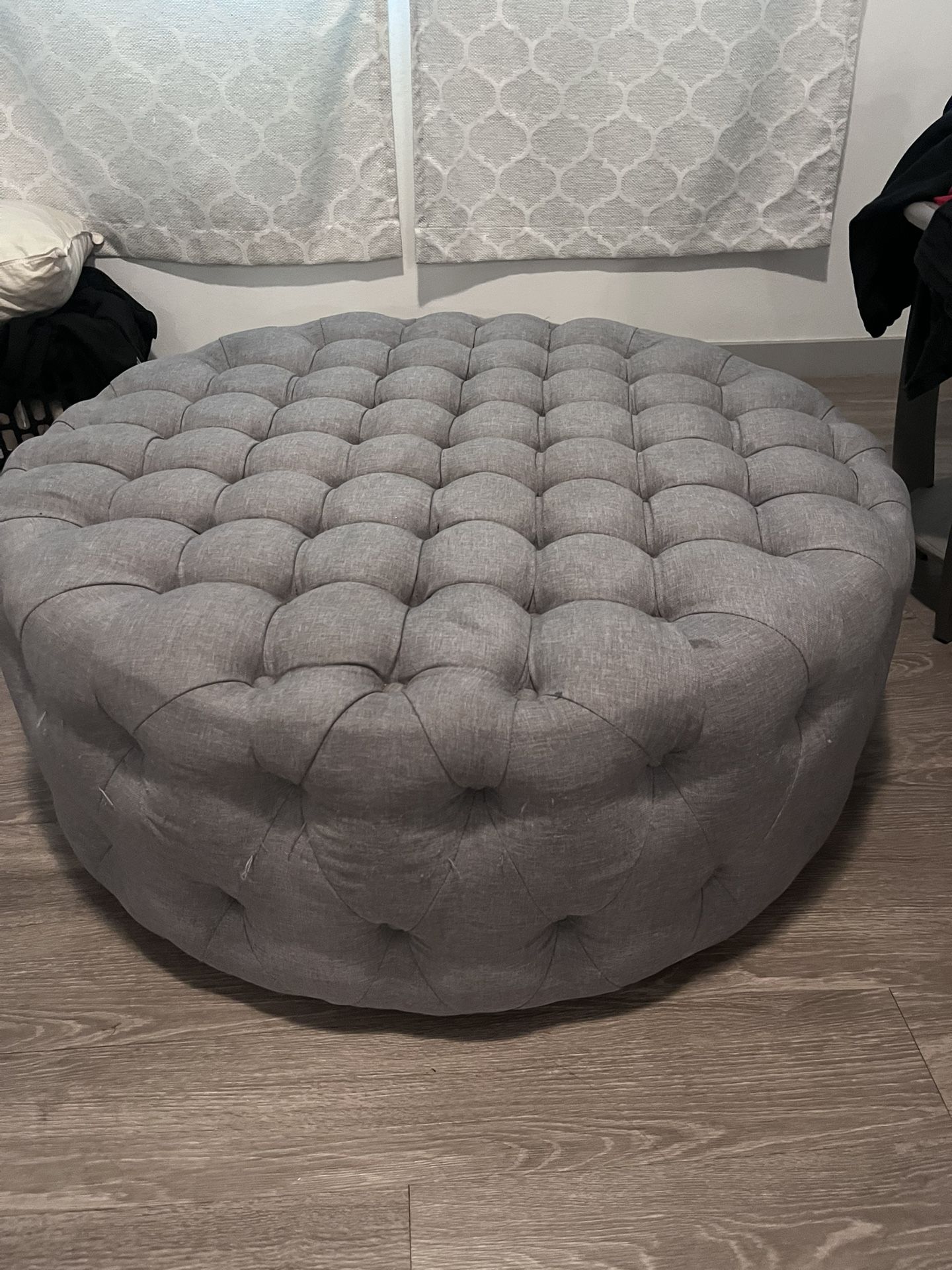 Gray Fabric Ottoman