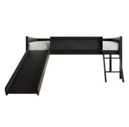 Kids Loft/Slide Bed w/ Stepladder - Twin (Black)