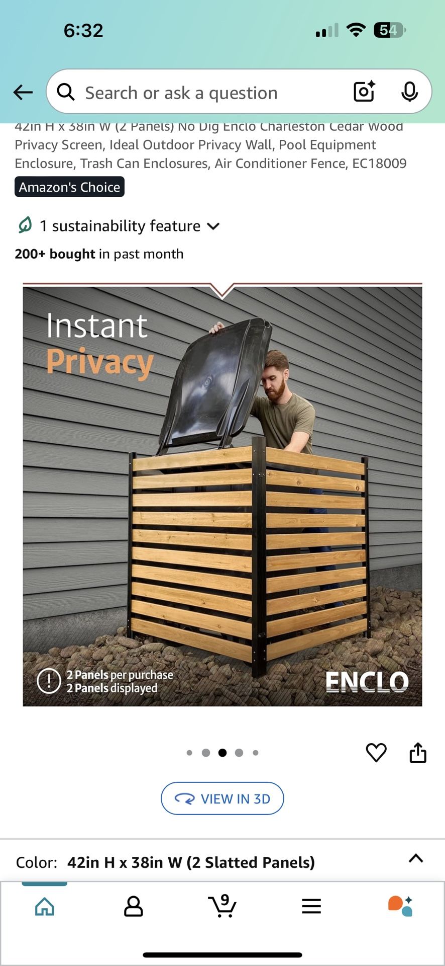 42in H x 38in W (2 Panels) No Dig Enclo Charleston Cedar Wood Privacy Screen, Ideal Outdoor Privacy Wall, Pool Equipment Enclosure, Trash Can Enclosur