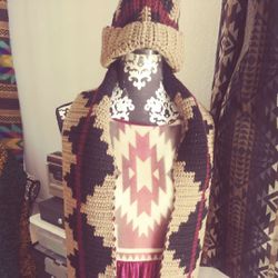 (Díné) Navajo Basket Design Hand made (crochet) scarfs/beanie / Headbands