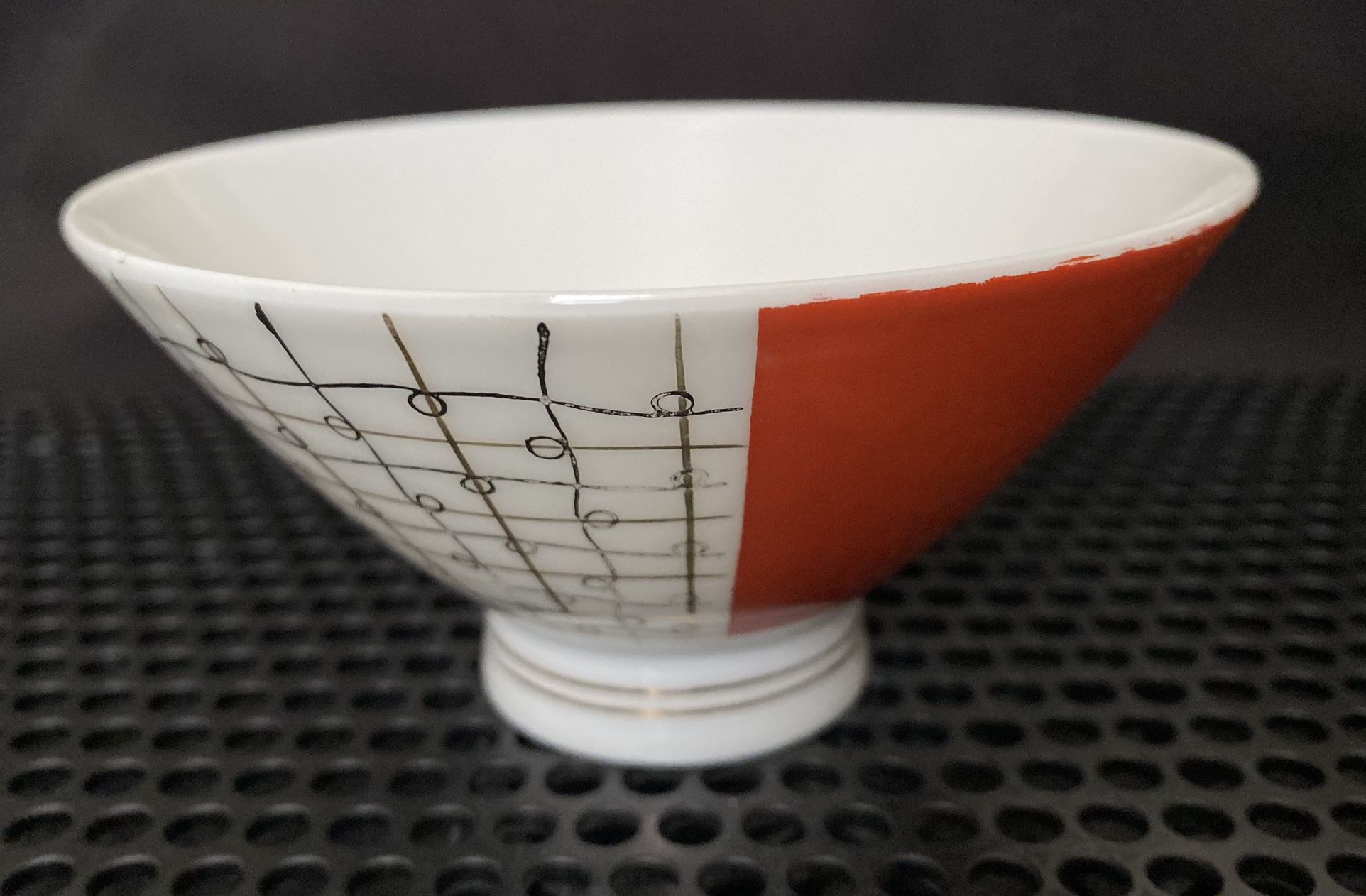 Red And Gold Tone Asian Bowl
