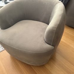 2 Gray Suede Accent Chairs