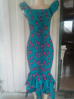 Quality African fabric stretch dress - size 6 to 10