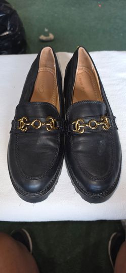 Circus NY Black Leather Loafers with Gold Horsebit Detail 8