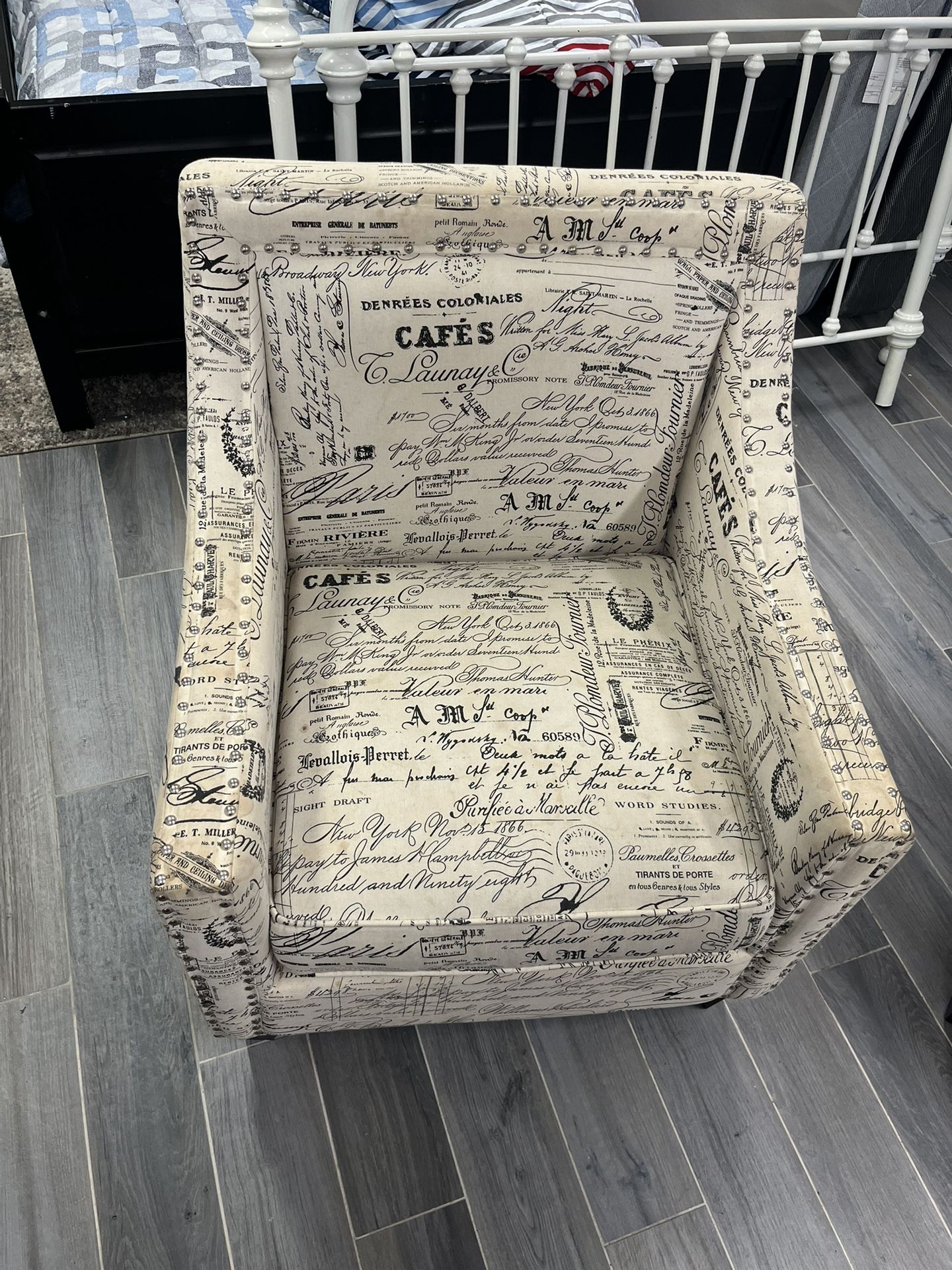 Picket House French Script Accent Chair Emery Beige Tan