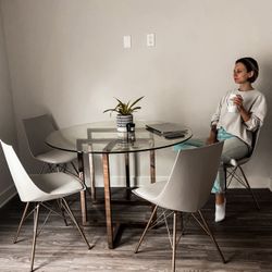 Glass Dining Table with 4 Chairs