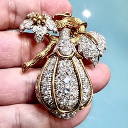 💎 15.00ct Diamond Handcrafted 32.1g 14K Two Tone Vintage Brooch