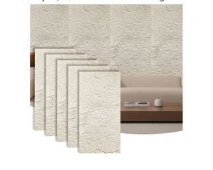 0123: New Faux Stone Wall Panels, 5-Pack 3D PU Cement-Texture Panels, White
Wainscoting Panels, Waterproof & Lightweight, 47.2"x23.6" Panel, Covers 38