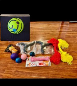 Bundle Assortment Dog Chew Play Toys + Wobble Wag Giggle Interactive Ball (NEW)
