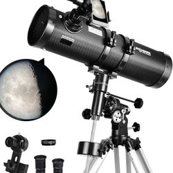 Telescope 130EQ Newtonian Reflector Telescopes for Adults, Professional Telescopes for Adults Astronomy, Comes with 1.5X Barlow Lens Smartphone Adapte