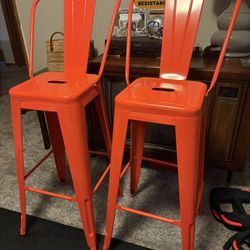 NEW Metal Orange Barstools Pair $60