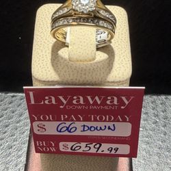 14k Solid Gold Wedding Set