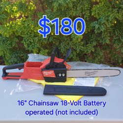 $180 New 16" Milwaukee Chainsaw 18-Volt Battery operated (Tool-Only, Battery not included)