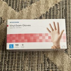 MCKESSON 100 PACK OF VINYL EXAM GLOVES IN A LARGE SIZE BRAND NEW AND SEALED 