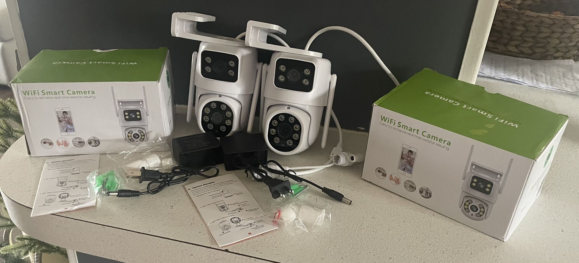 Dual Lens Cameras for Home Security 2K HD 6MP Clarity, 355° PTZ Dome Camera, Smart Color Night Visio