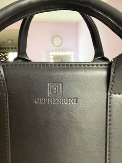 Cepherrini Black Leather Structured Handbag