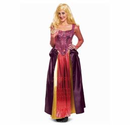 Disney Hocus Pocus Sarah Sanderson costume with purple cape adult size 4-6