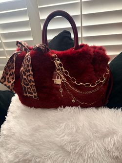 Juicy Couture Red Faux Fur Handbag