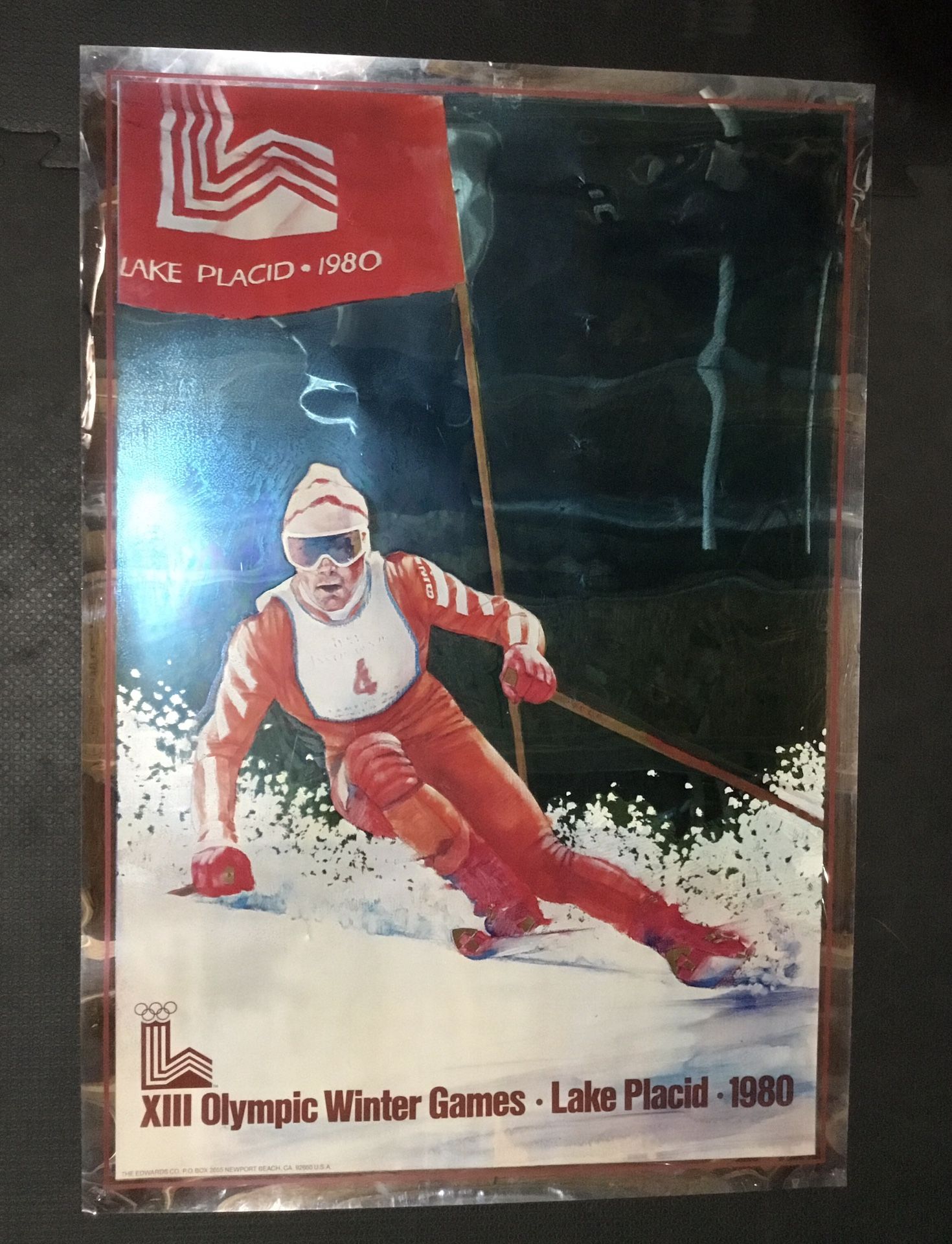Vintage 1980 Olympics Skiing Poster