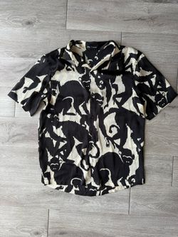 ZARA Black & Beige Abstract Button-Up (Size L)