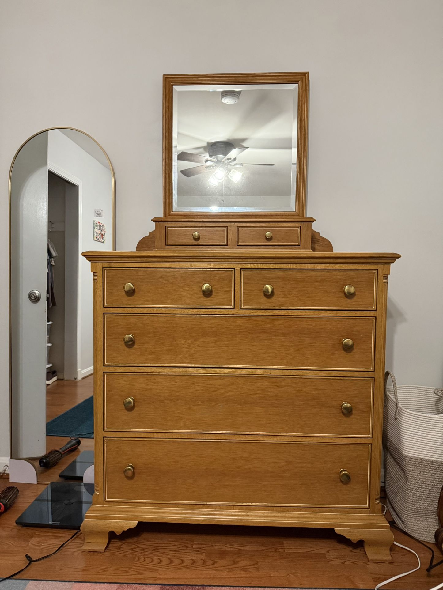 Quality Vintage Solid Wood Dresser And Nightstand Duo