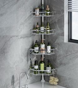 Shower Caddy, silver, extendable