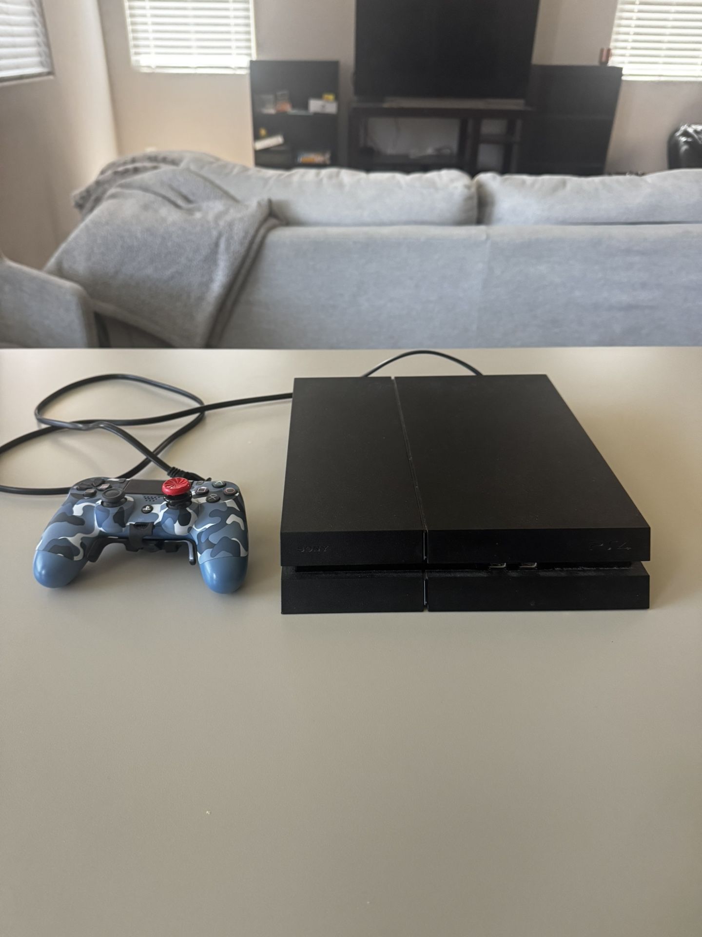 PlayStation 4 Console + Blue Camo Controller w/ Quick Joystick Mod