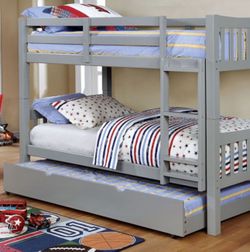 TWIN OVER TWIN BUNKBED WITH TRUNDLE ( FREE DELIVERY )