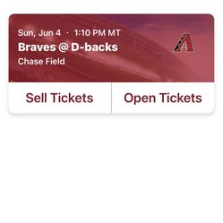 4 Tickets For Todays braves Vs Dbacks Game