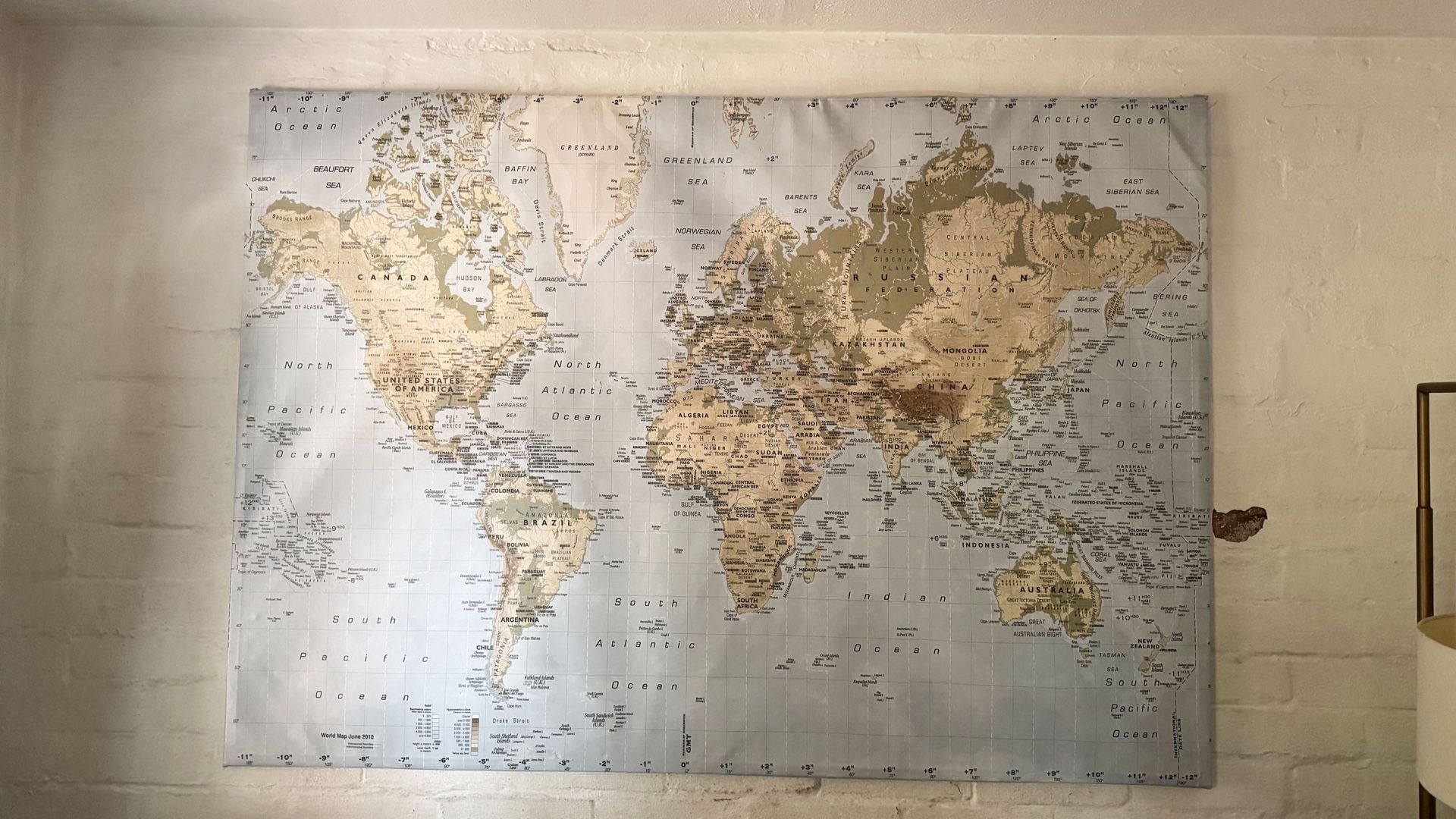 Large Hanging World Map
