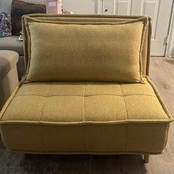 COZY 1-Piece Yellow Fabric Futon Chair with Wood Legs