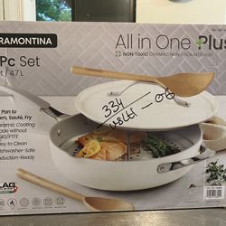 Tramontina Non Toxic Ceramic Non Stick Interior 5-Qt. All-in-One Plus Pan New In Open Box