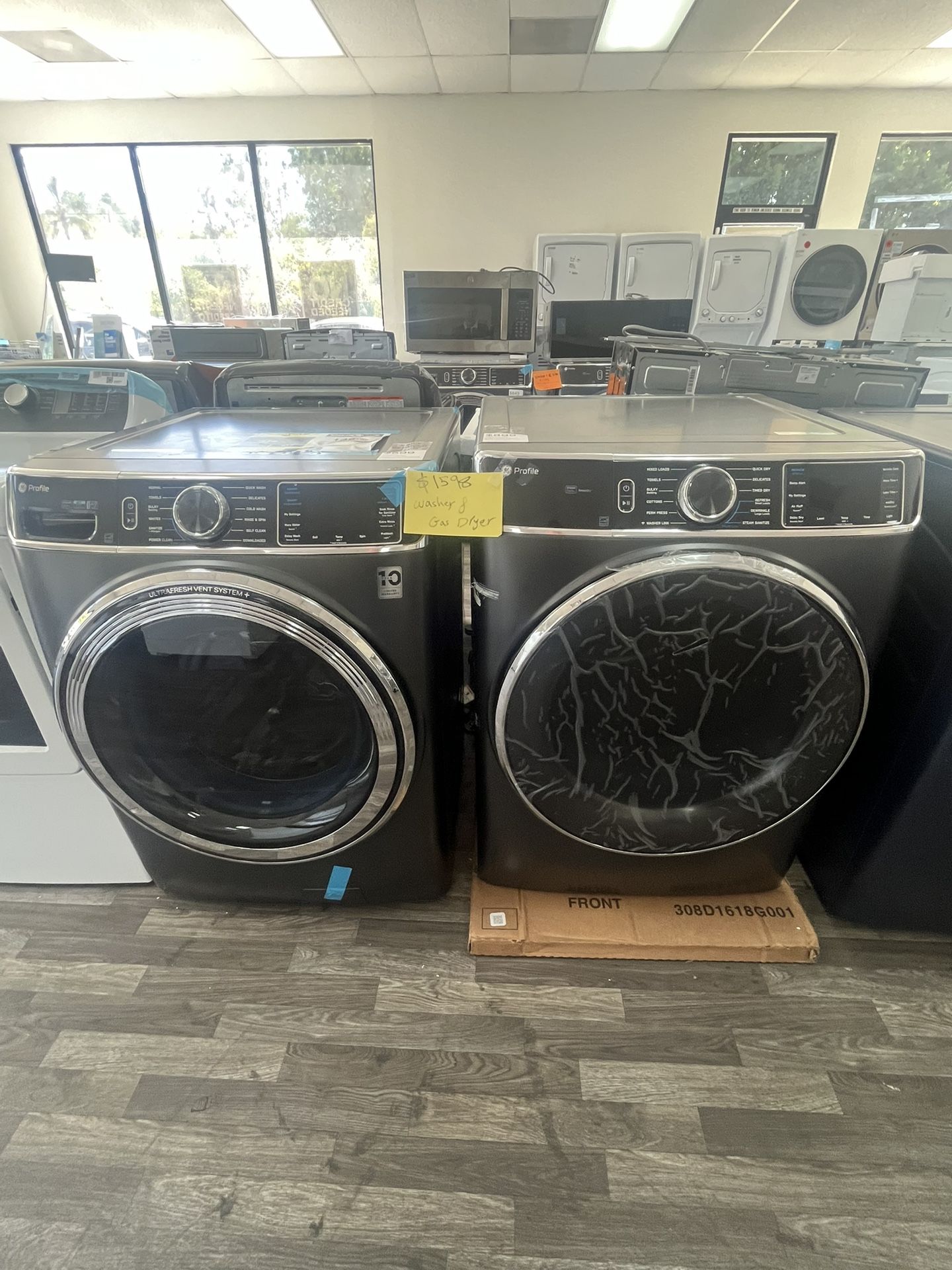 GE Front Load Washer / Gas Dryer Set, Open Box, One Year Warranty, Delivery Service Available