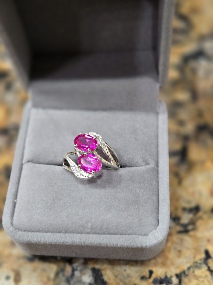 925 Sterling Silver 2.65Ct Oval Shape 100% Natural Pink Tourmaline Women's Ring