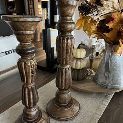 Wood Candle Holders set of 2