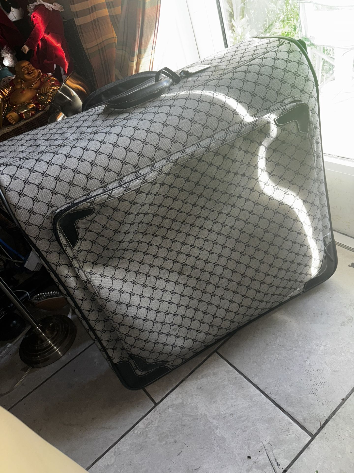 RALPH LAUREN LUXE JACQUARD MONOGRAM ROLLING GARMENT BAG SUITCASE XL LUGGAGE 25"