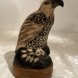 Hand Carved Buffalo Horn Eagle Bird Sculpture