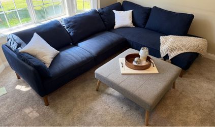 Sectional Couch Denim blue