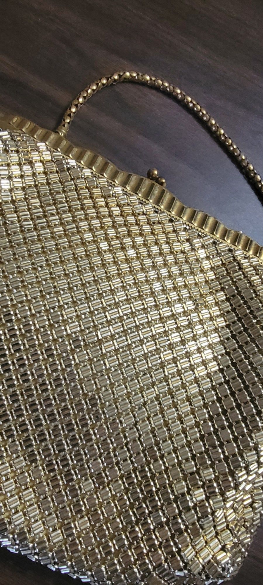 Vintage Clutch-Purse (Whiting & Davis) Wristlet Gold Chain Mesh
