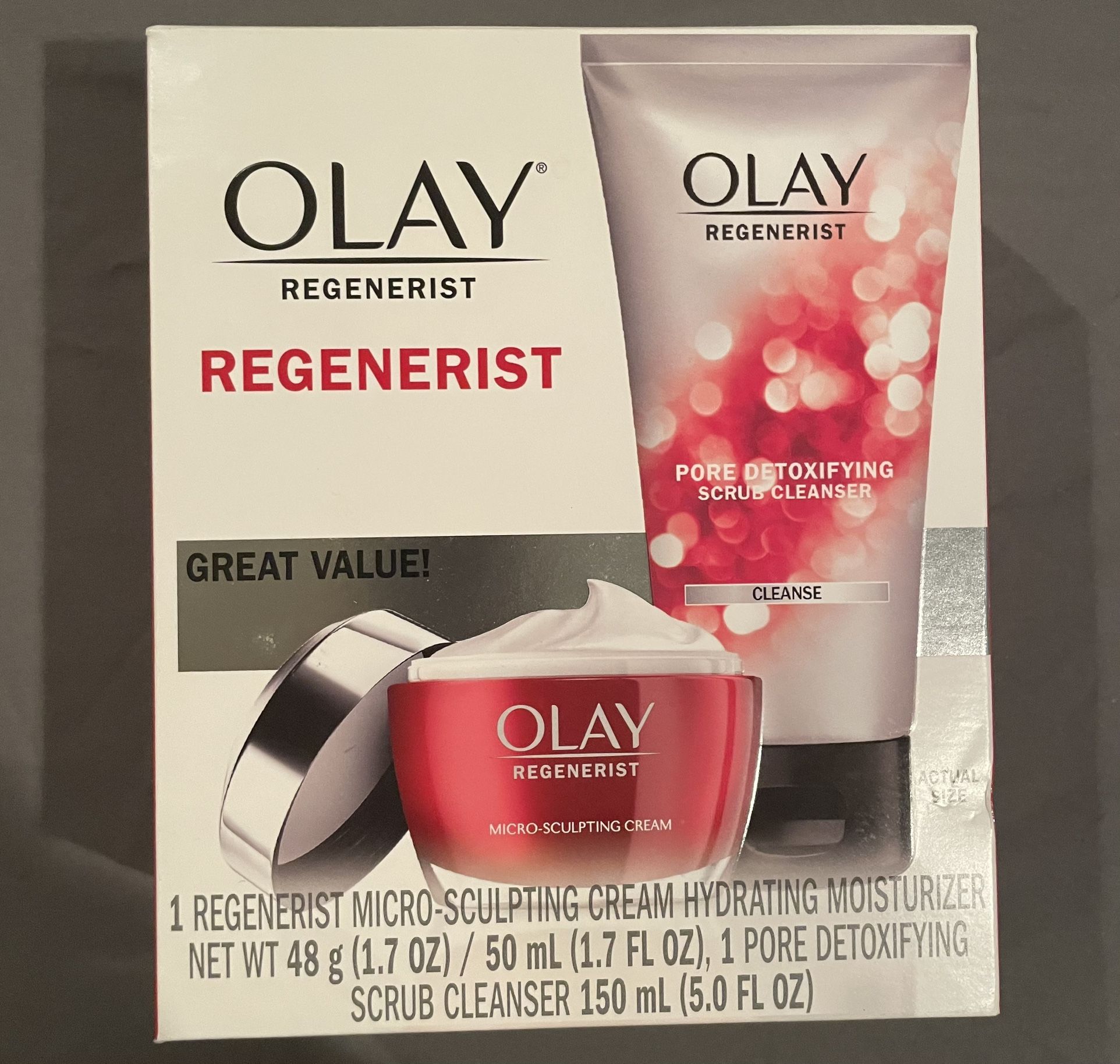 OLAY REGENERIST KIT Sculpting Cream + Exfoliating Pore Scrub Cleanser
