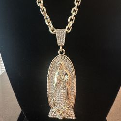 14K Gold Over 925 Silver “Virgencita de Guadalupe” Chain – 20” Hermes Link