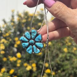 Sterling Turquoise Vintage Pendant - Pin