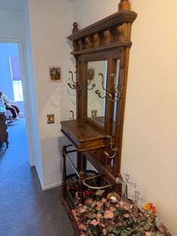 Antique coat rack with mirror